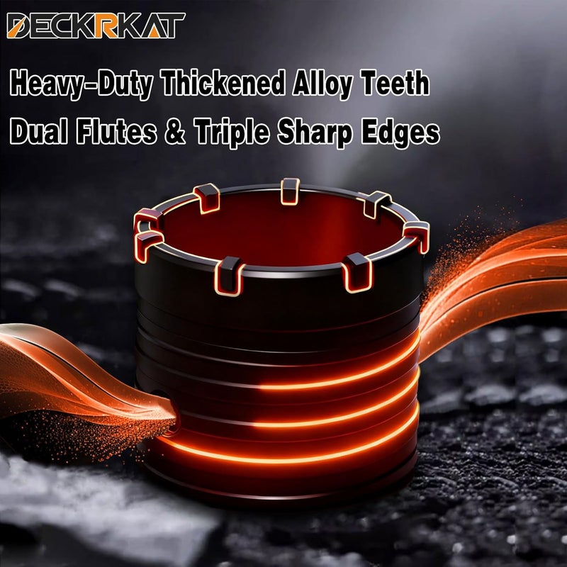 DECKRKAT 4-1/8" Concrete Hole Saw Kit,Electroplated Black Quenching Tech,Heavy-Duty Thickened Alloy Teeth,SDS Plus Shank & 2 Center Bits for Concrete,Brick,Stone. - Image 4